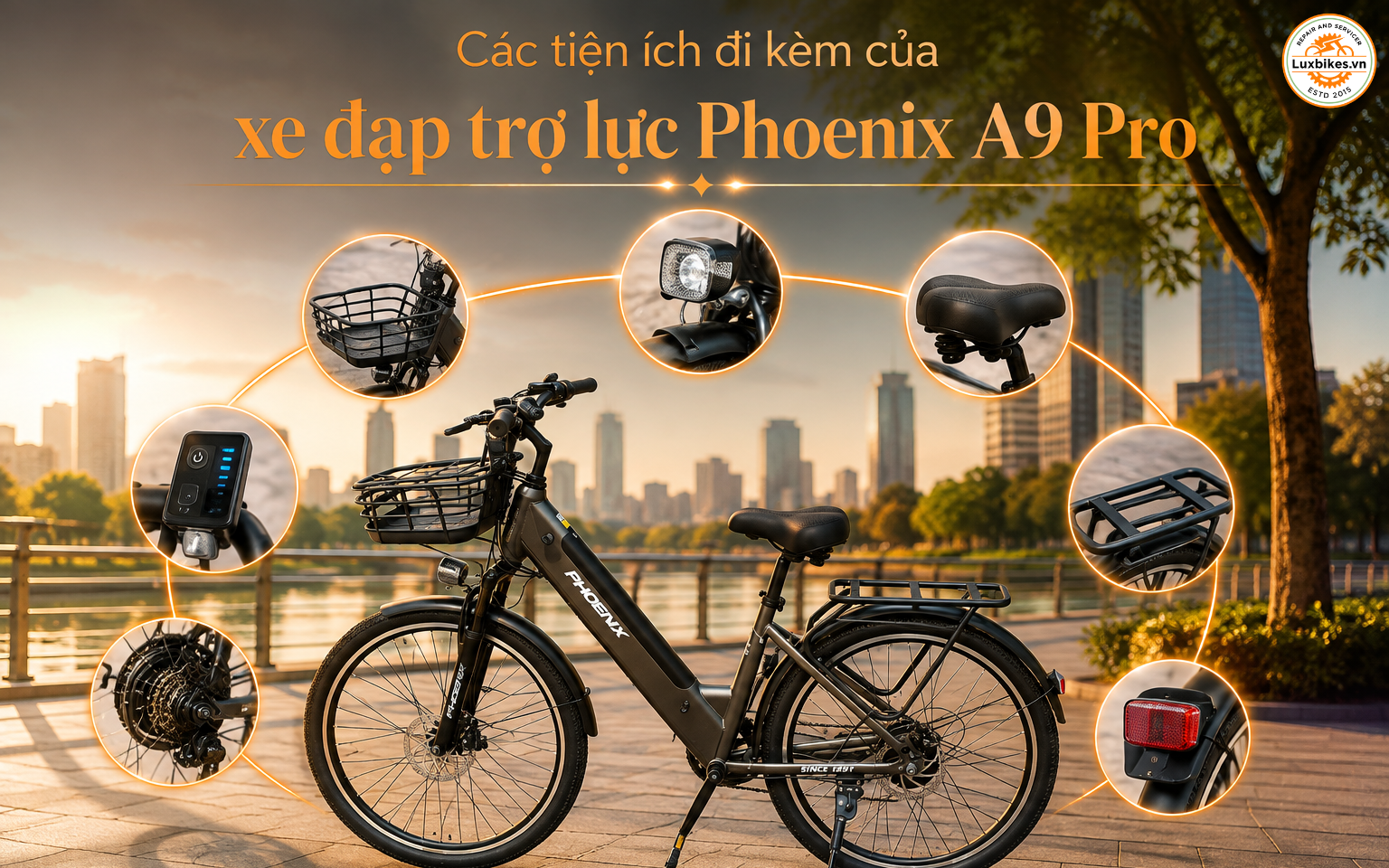 Các tiện ích đi kèm của xe đạp trợ lực Phoenix A9 Pro