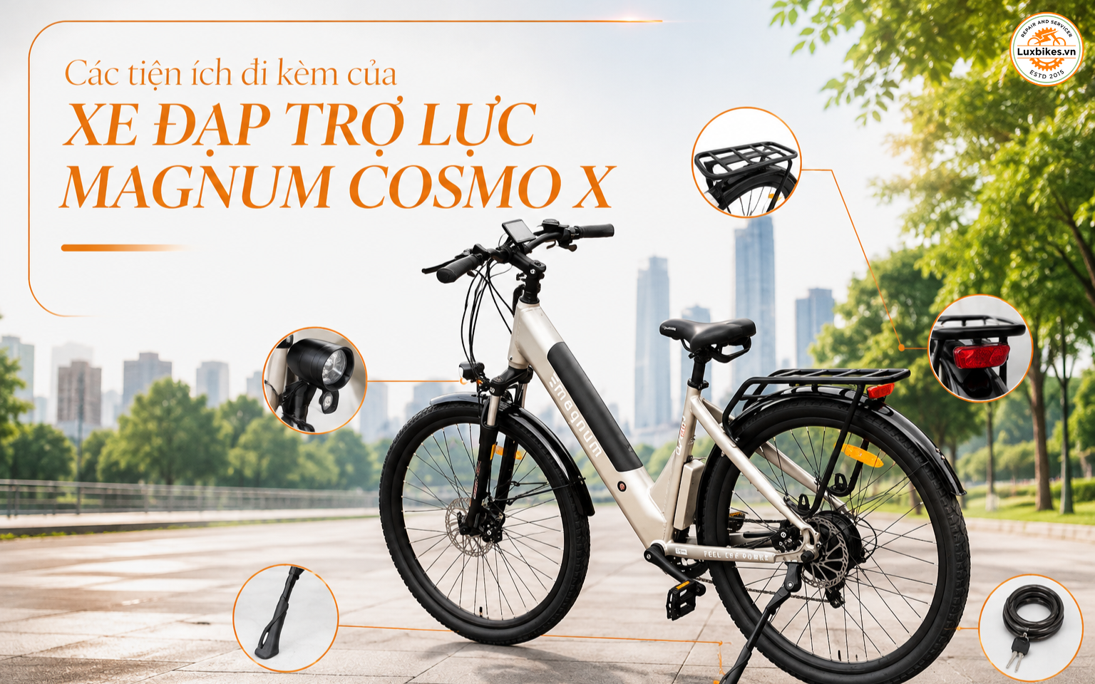 Xe Đạp Trợ Lực Magnum Cosmo X 12 Các tiện ích đi kèm của xe đạp trợ lực Magnum Cosmo X