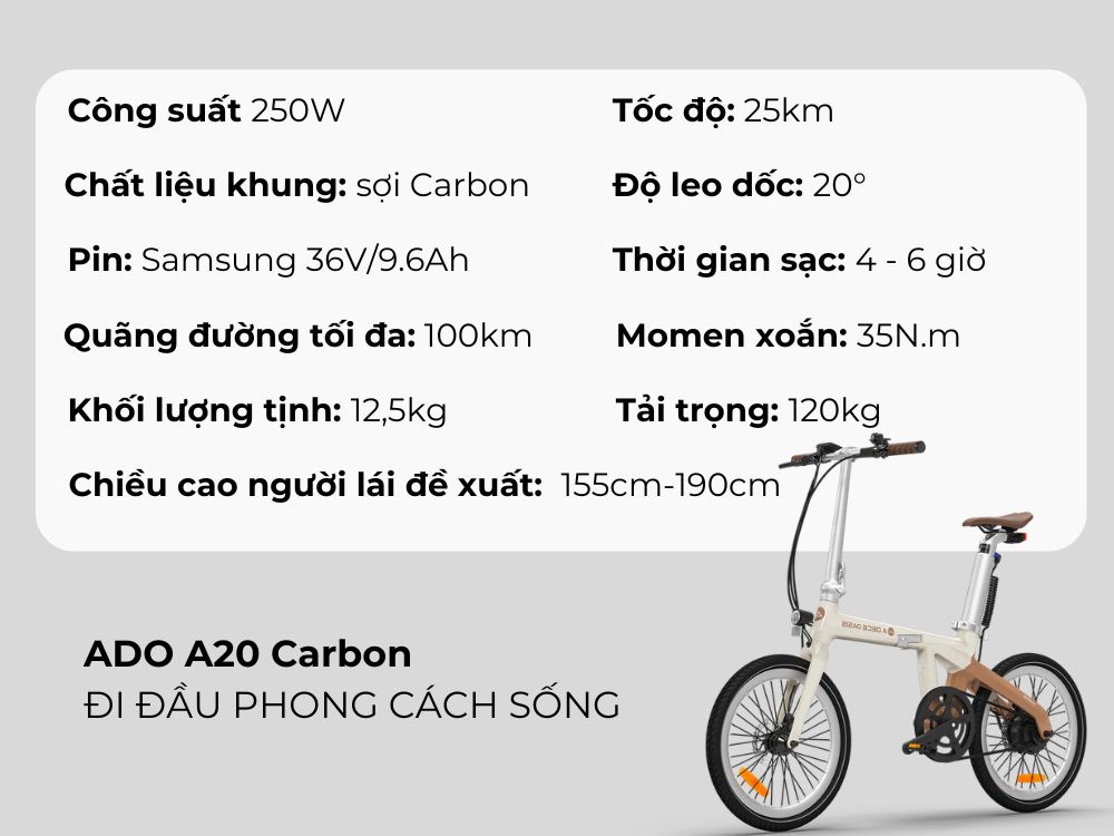 Xe Dap Tro Luc Dien Ado A20 Carbon 10