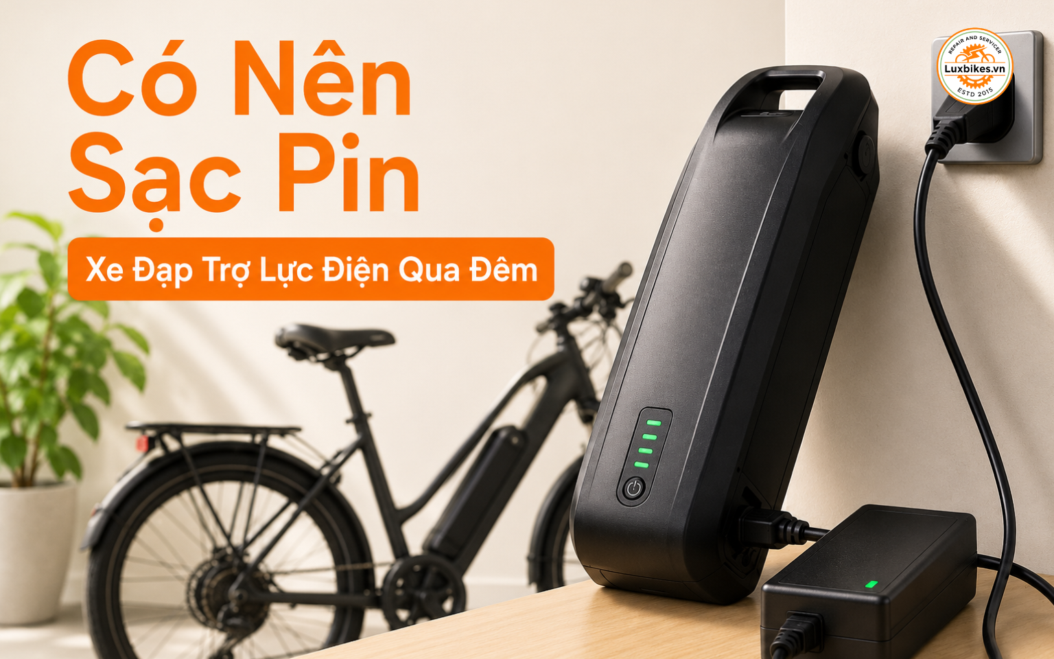 Có nên sạc pin xe đạp trợ lực điện qua đêm không?