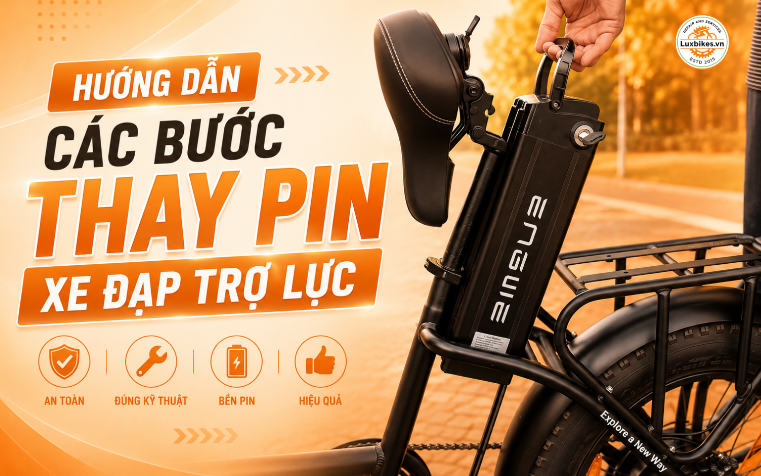 Hướng dẫn các bước thay pin xe đạp trợ lực