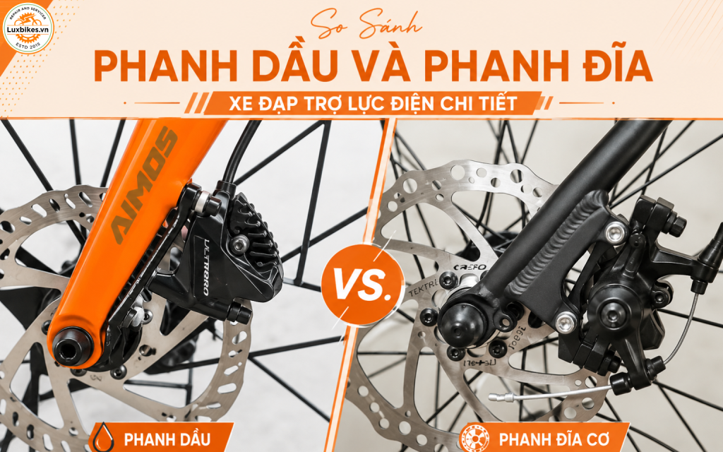 So Sánh Phanh Dầu Và Phanh Đĩa Xe Đạp Trợ Lực Điện Chi Tiết
