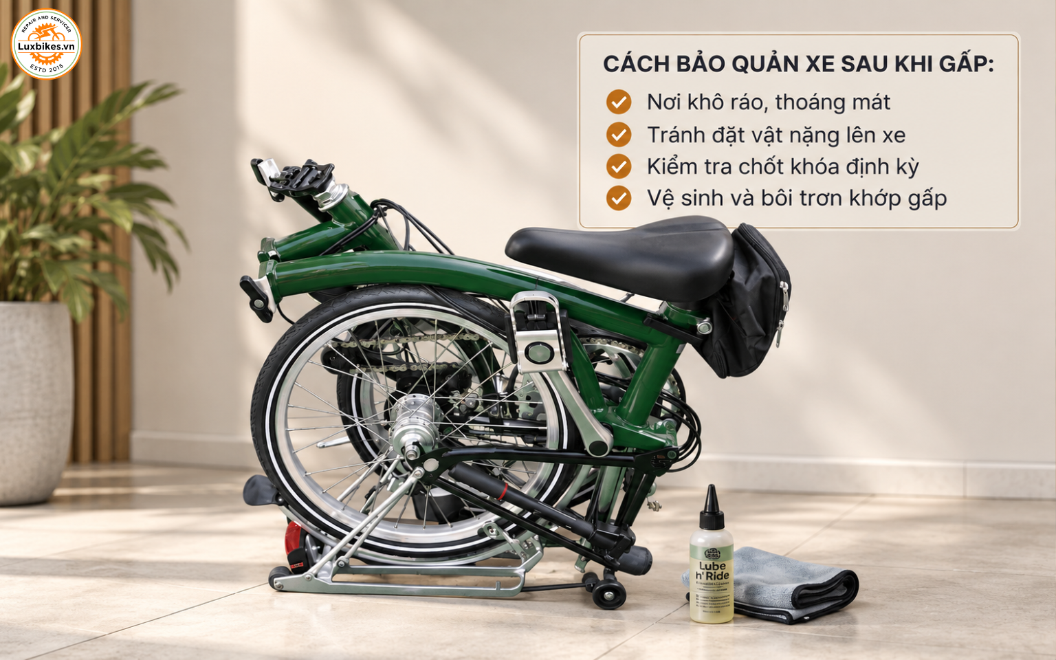 Hướng dẫn bảo quản xe đạp trợ lực gấp gọn bền lâu