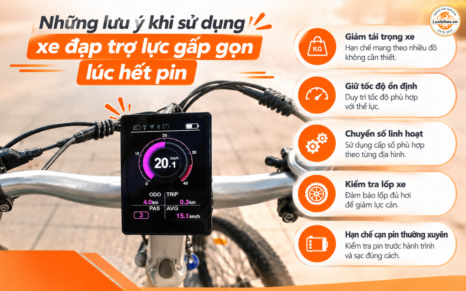 Những lưu ý khi sử dụng xe đạp trợ lực gấp gọn lúc hết pin